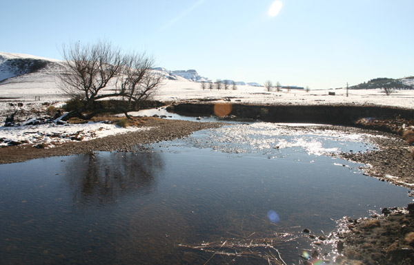 Low river in winter